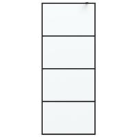 VidaXL Inloopdouchewand 80x195 cm mat esg-glas zwart - thumbnail