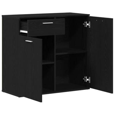 Dressoir 80x36x75 cm bewerkt hout zwart eikenkleurig