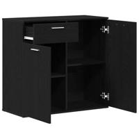 Dressoir 80x36x75 cm bewerkt hout zwart eikenkleurig - thumbnail