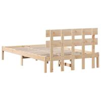 Bedframe met hoofdeinde Bruin 140 x 190 cm Massief grenenhout - thumbnail