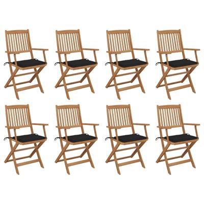 Tuinstoelen 8 st inklapbaar met kussens massief acaciahout