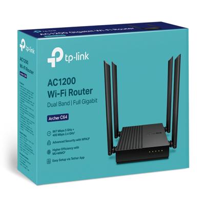 TP-LINK ARCHER C64 dual-band wifi-router, zwart