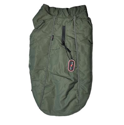 JACK AND VANILLA, Elegante jas voor kleine honden, bescherming tegen kou en weer, duurzame stof, ritssluiting, reflecterende strepen, 60 cm, kleur groen, model Expeditie