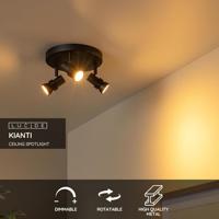 Lucide KIANTI - Plafondspot - Ø 21 cm - 3xGU10 - Zwart - thumbnail
