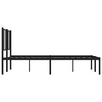 Bedframe met hoofdbord metaal zwart 140x200 cm - thumbnail