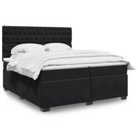 Boxspring met matras fluweel zwart 200x200 cm - thumbnail