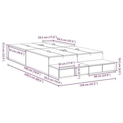 Opbergbedframe Sonoma Eiken 226,5 x 120 x 31,5 cm Bewerkt hout