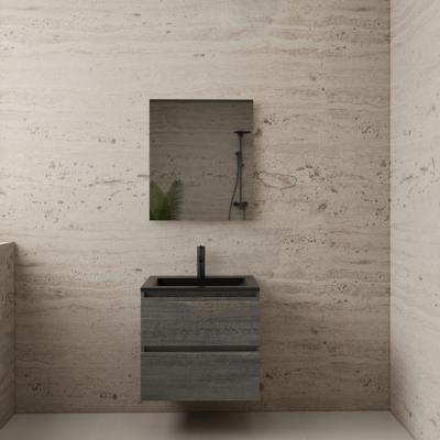 ACTIE BWS Badmeubel | Paris | Frey Oak 60 cm | Mat Zwart Wastafel | 1 Kraangat