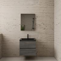 ACTIE BWS Badmeubel | Paris | Frey Oak 60 cm | Mat Zwart Wastafel | 1 Kraangat - thumbnail