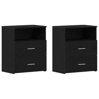 Nachtkast 2 pcs Zwart eiken 50 x 32 x 60cm Bewerkt hout