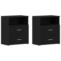 Nachtkast 2 pcs Zwart eiken 50 x 32 x 60cm Bewerkt hout - thumbnail