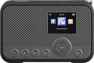 Sangean WFR-39 Zakradio met internetradio Internet, DAB, VHF (FM) Internetradio, FM, WiFi Spotify, Wekfunctie, Oplaadbaar Grijs, Zwart