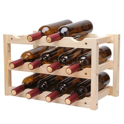 Massief hout vouwen 12-fles wijn display rack Multi-Layer wijn rack grootte: 46x24x28cm