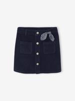 Fluwelen rok met knopen met sierstrik marineblauw - thumbnail
