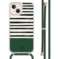 iPhone 13 hoesje met groen koord - Green stripes - thumbnail