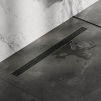 Brauer Douchegoot met Standaard Rooster en Flens - 100 cm - Zwart - thumbnail