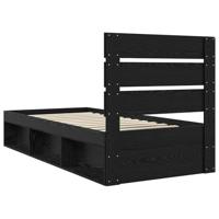 Bedframe met hoofdeinde Zwart 100 x 200 cm Massief grenenhout - thumbnail