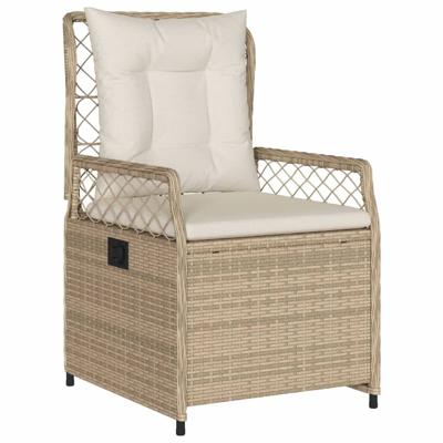 7-delige Tuinset met kussens poly rattan beige