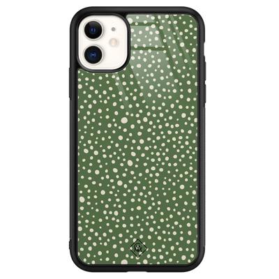 iPhone 11 glazen hardcase - Green dots