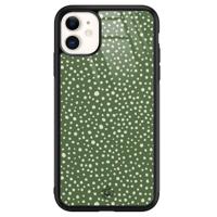 iPhone 11 glazen hardcase - Green dots - thumbnail