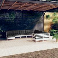 10-delige Loungeset met kussens grenenhout wit - thumbnail