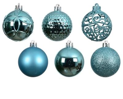 Kerstballen kunststof d6 cm blauw 37 st Decoris - Decoris Kerstballen kunststof d6 cm blauw 37 st Decoris - Decoris