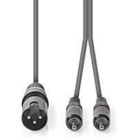 XLR-Audiokabel | XLR 3-pins male - 2x RCA male | 1,5 m | Grijs - thumbnail