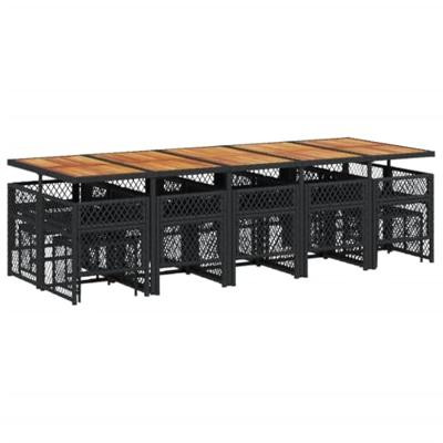 15-delige Tuinset met kussens poly rattan zwart