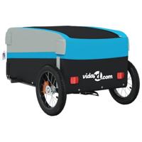 VidaXL Fietstrailer 30 kg ijzer zwart en blauw - thumbnail