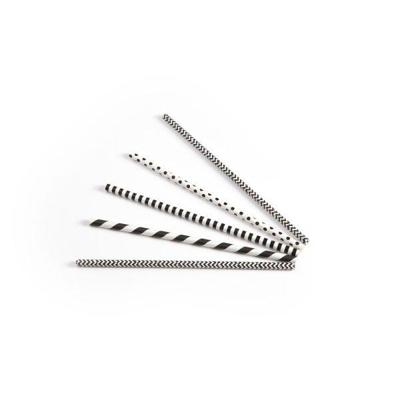 drinkrietje papier zwart/wit assorti ø6mm x 200mm 200 stuks drinkrietje papier zwart/wit assorti ø6mm x 200mm 200 stuks