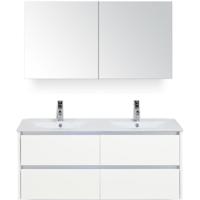 Dante Badmeubelset 120 cm - Wit Hoogglans - Keramische Wastafel Wit Enjoy met Spiegelkast - thumbnail
