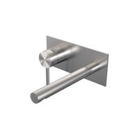 Inbouw wastafelmengkraan met rechte uitloop, afdekplaat model A2 RVS geborsteld PVD - thumbnail