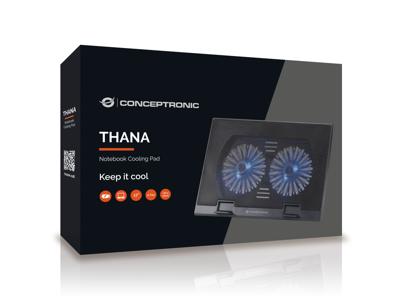 Conceptronic THANA02B Cooling-pad voor laptop In hoogte verstelbaar