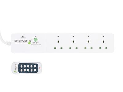 Energenie Trailing bende met vier radiogestuurde overspanningsbeveiligde stopcontacten