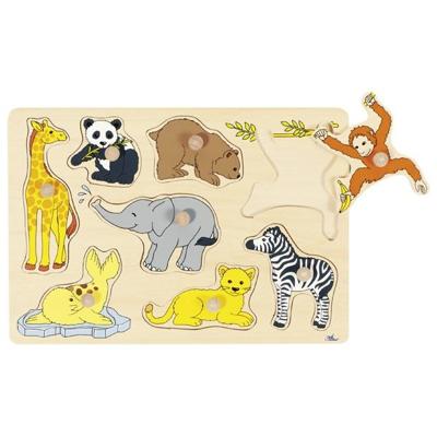 Goki houten noppenpuzzel wilde jonge dieren, 8st. Goki houten noppenpuzzel wilde jonge dieren, 8st.