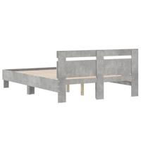 Bedframe met hoofdeinde bewerkt hout betongrijs 135x190 cm - thumbnail