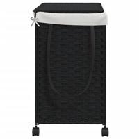 VidaXL Wasmand op wielen 60x35x60,5 cm rattan zwart - thumbnail