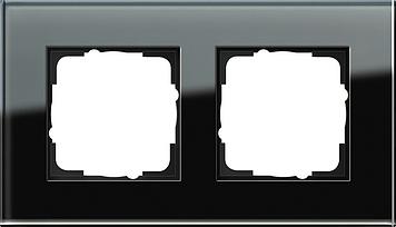 Gira Esprit afdekraam 2-voudig zwart glas rechte hoeken 021205