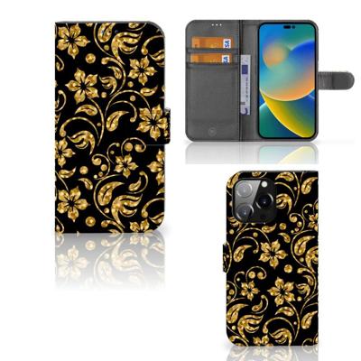 iPhone 14 Pro Max Hoesje Gouden Bloemen iPhone 14 Pro Max Hoesje Gouden Bloemen