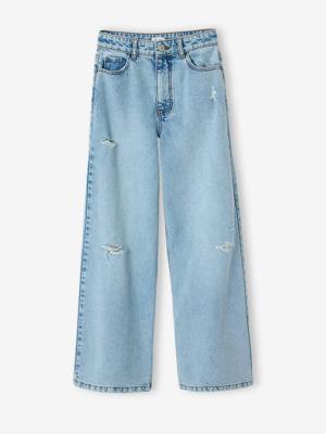 Meisjesjeans met destroyed effect JONEN lichtblauw