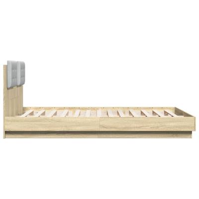 Bedframe met hoofdbord en LED sonoma eikenkleurig 120x200 cm - thumbnail