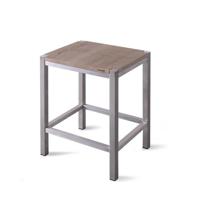 Looox Wood collection douche stool 35x30x45 met frame RVS geborsteld eiken RVS geborsteld wstoolrvs - thumbnail