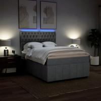 Boxspring met matras stof lichtgrijs 160x200 cm - thumbnail