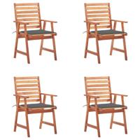 Tuinstoelen 4 st met kussens massief acaciahout - thumbnail