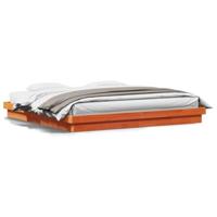 Bedframe met LED massief grenenhout wasbruin 200x200 cm - thumbnail