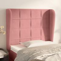 Hoofdbord met randen 83x23x118/128 cm fluweel roze - thumbnail