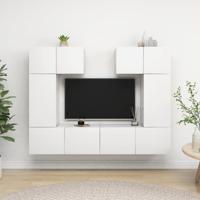 6-delige Tv-meubelset bewerkt hout wit - thumbnail