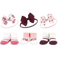 Hudson Baby Infant Girl Headband and Socks Giftset, Rose, One Size - thumbnail