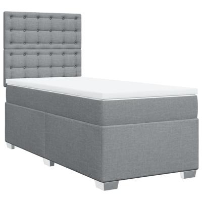 Boxspring met matras stof lichtgrijs 120x200 cm - thumbnail