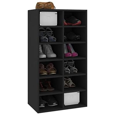 VidaXL Schoenenrek 54x34x100,5 cm bewerkt hout zwart VidaXL Schoenenrek 54x34x100,5 cm bewerkt hout zwart